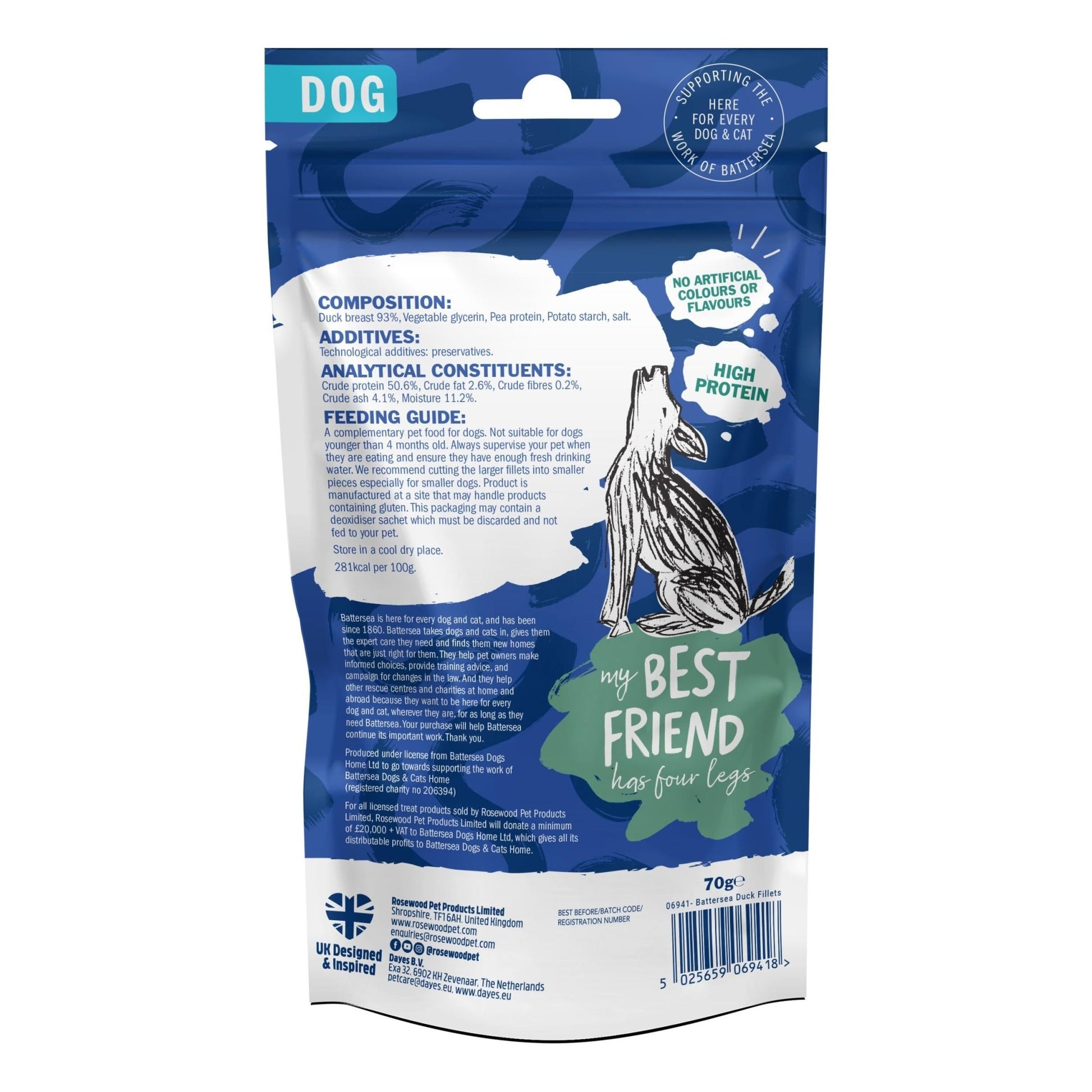 Battersea Duck Fillets Dog Treats - 70g - The Bark Side