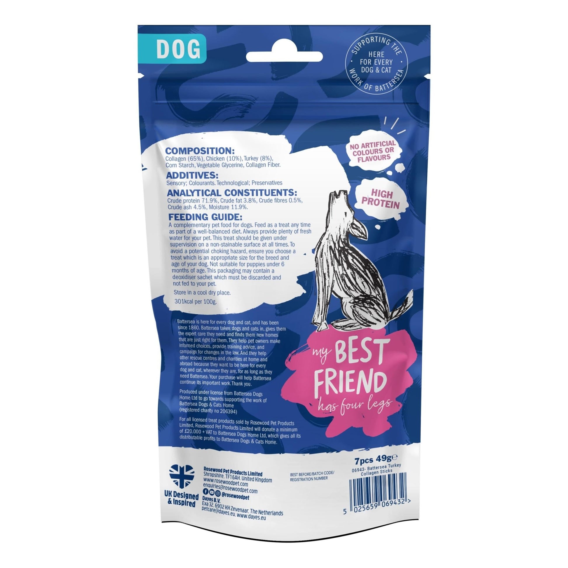 Battersea Turkey & Chicken Collagen Sticks - 49g - The Bark Side