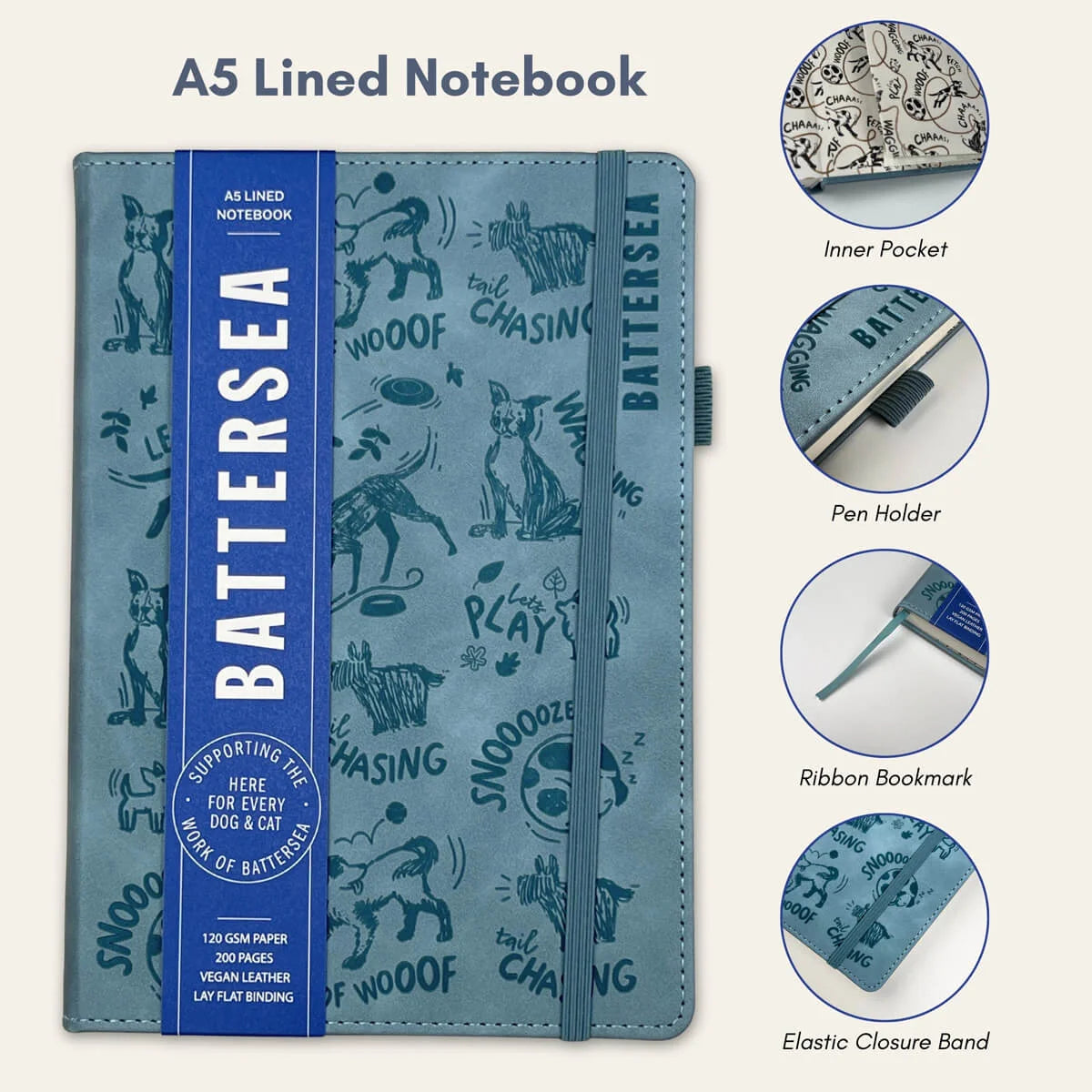 Battersea Dogs Vegan Leather-Covered Notebook