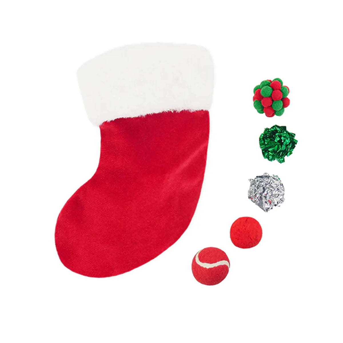 Christmas Cat Stocking Toy With 5 Balls