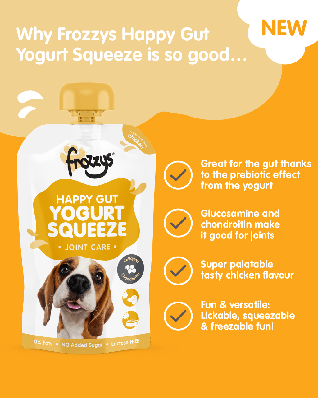 Frozzys Happy Gut Yogurt Squeeze Pouch For Dogs - Chicken - The Bark Side