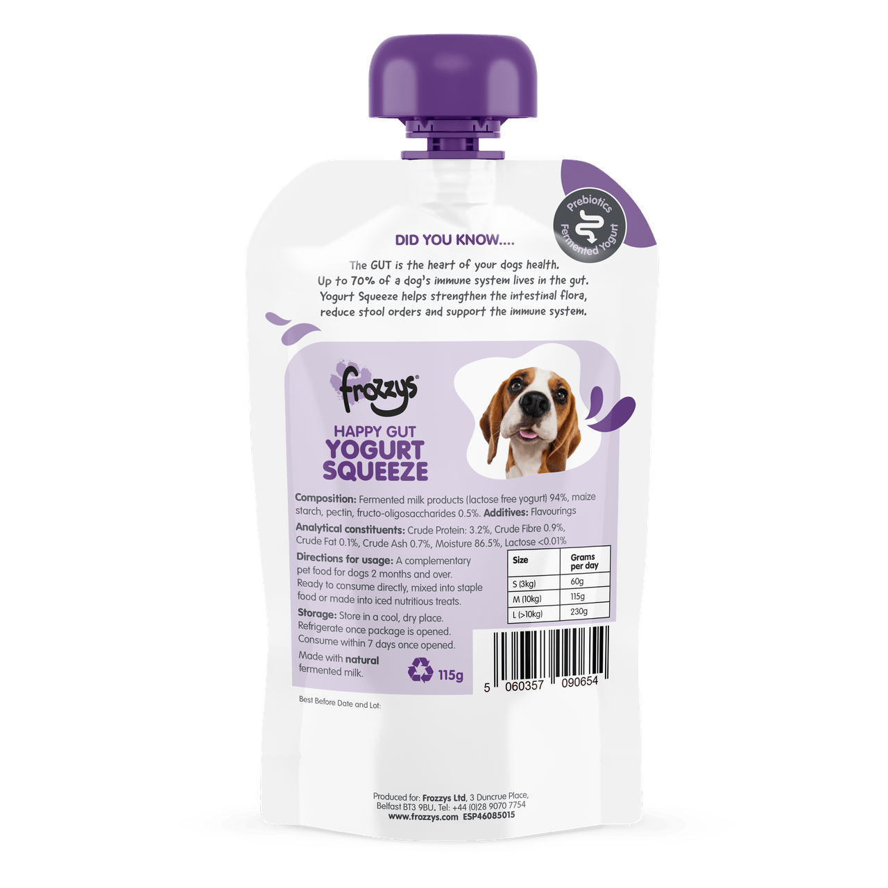 Frozzys Happy Gut Yogurt Squeeze Pouch For Dogs - Original - The Bark Side