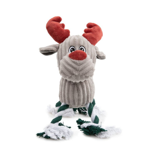 Christmas Reindeer Plush Dog Toy With Rope Legs by Petface