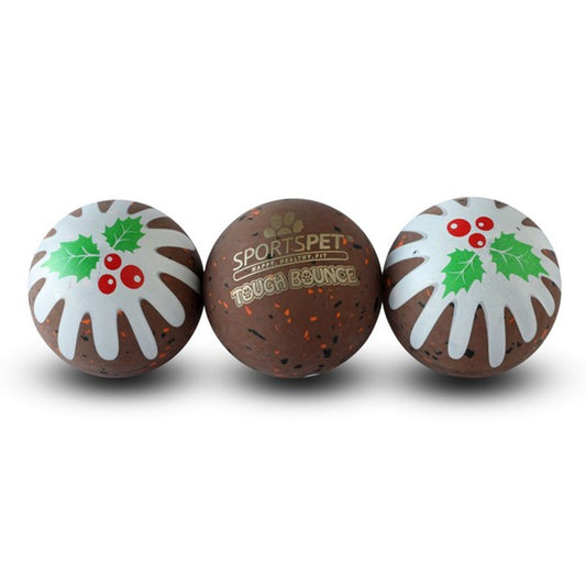 Xmas Pudding Tough Bounce Balls For Dogs And Puppies