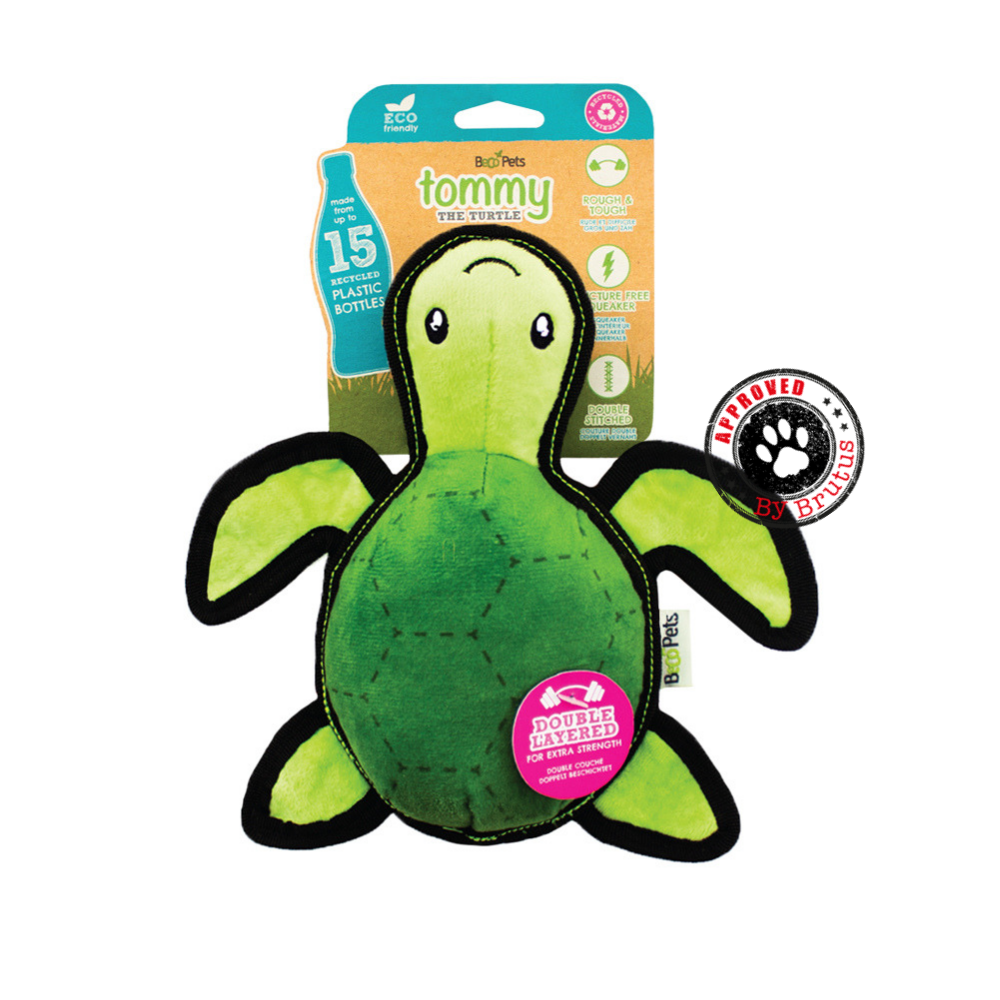 beco pets tommy the turtle dog toy made from recycled materials-0