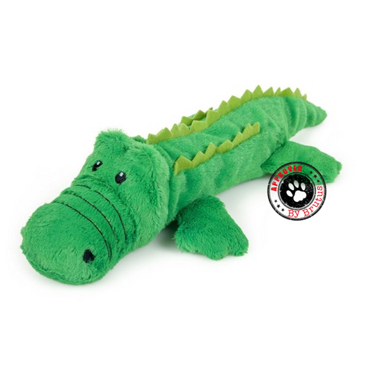 This is the Carlos Crocodile dog toy and puppy toy from Petface Planet. Carlos is made from recycled plastic bottles, so he's an eco friendly dog toy.-0